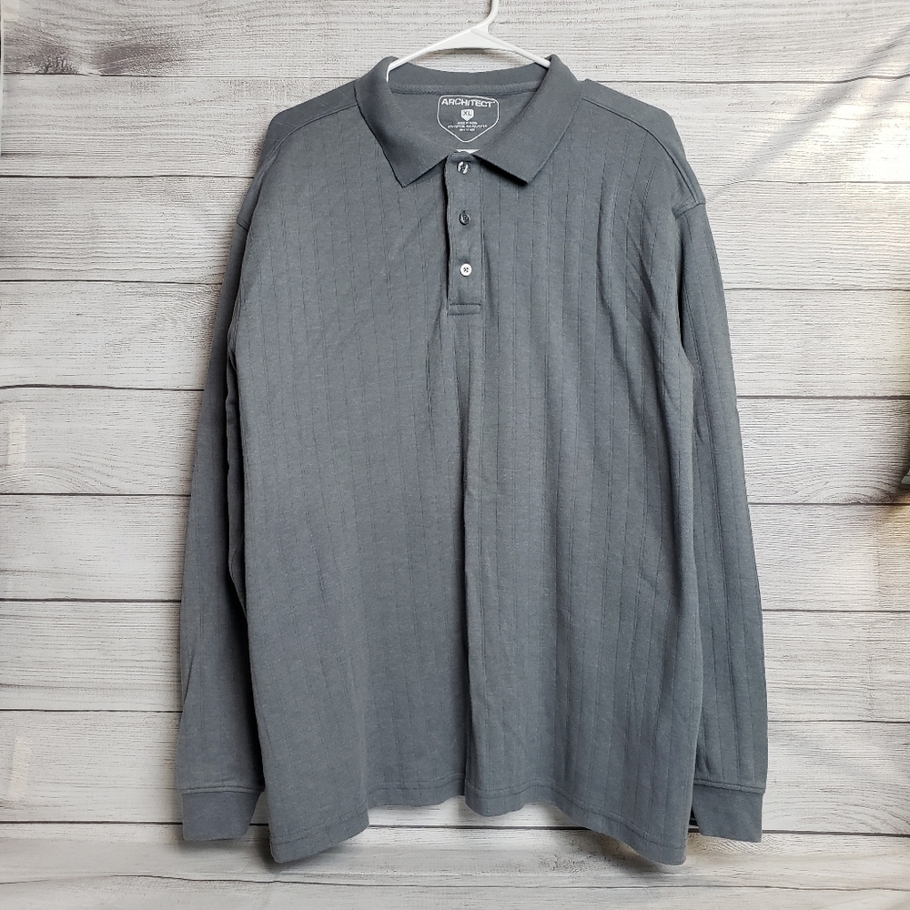 Architect Mens Long Sleeve Gray Polo XL‎